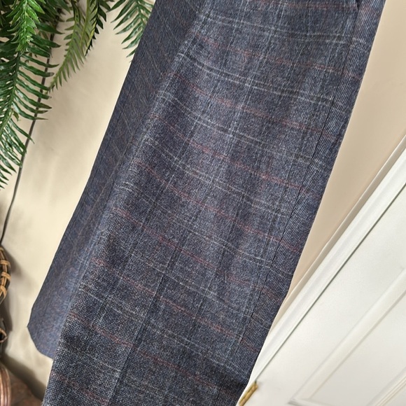 Babaton Aritzia Wool & Cashmere Blend Trousers Pull On Stretch Blue Plaid Pants - Picture 12 of 14